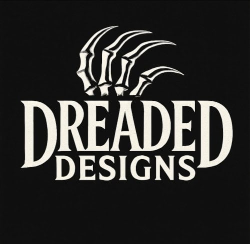Dreaded Designs logo - horror art blog with eerie drawing tutorials.