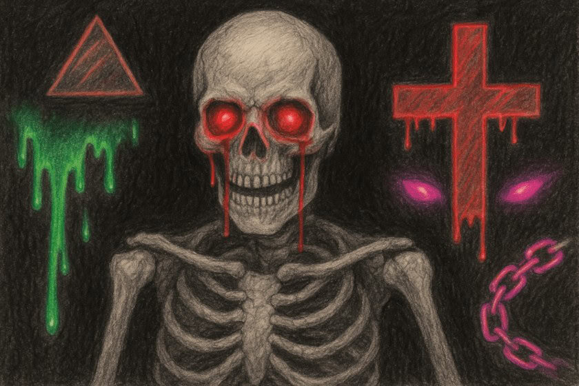Coloured Gel Pens in Horror Art